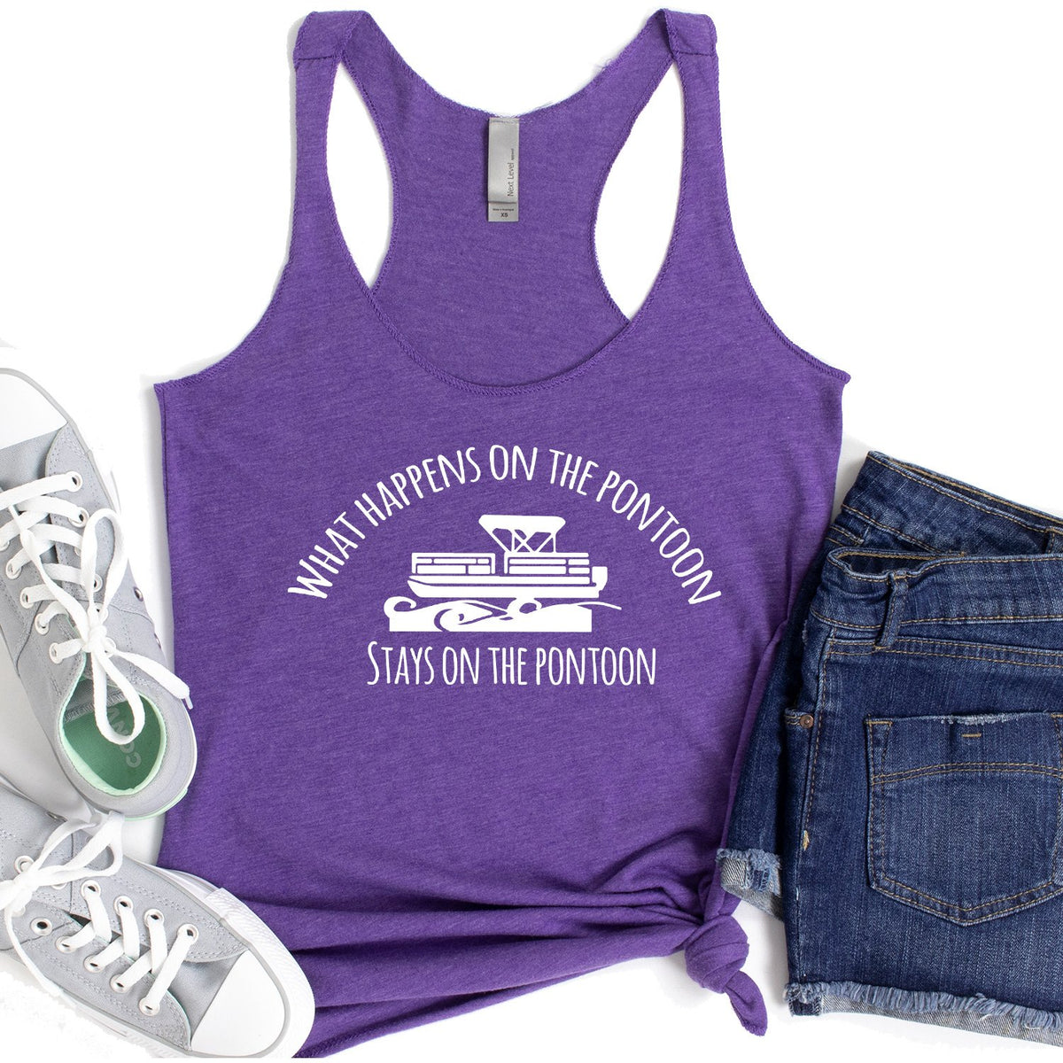 What Happens on the Pontoon Stays on the Pontoon - Tank Top Racerback