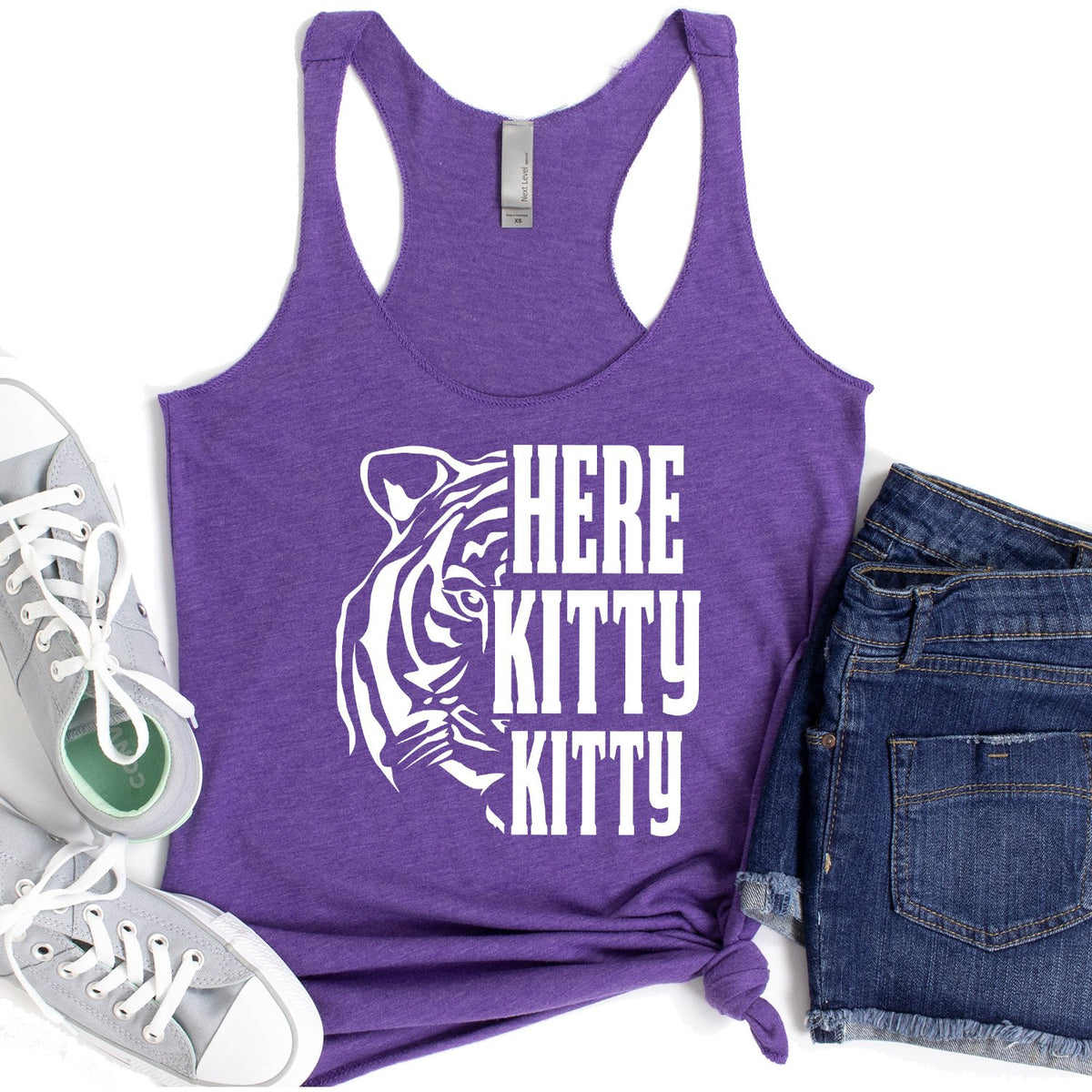 Here Kitty Kitty with Tiger - Tank Top Racerback