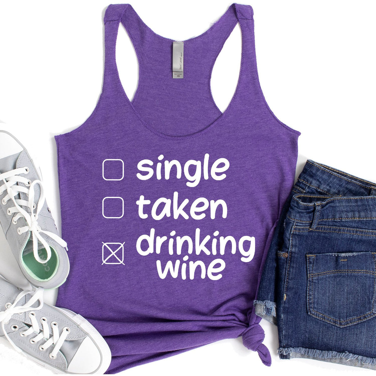 Single Taken Drinking Wine - Tank Top Racerback