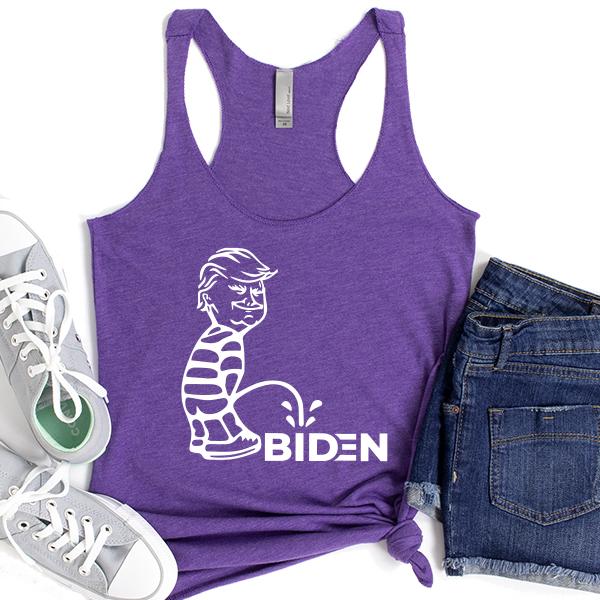 Trump Peeing On Biden - Tank Top Racerback