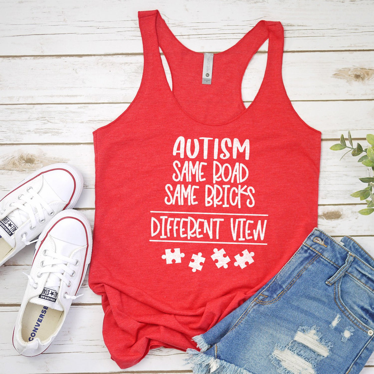 AUTISM Same Road Same Bricks Different View - Tank Top Racerback