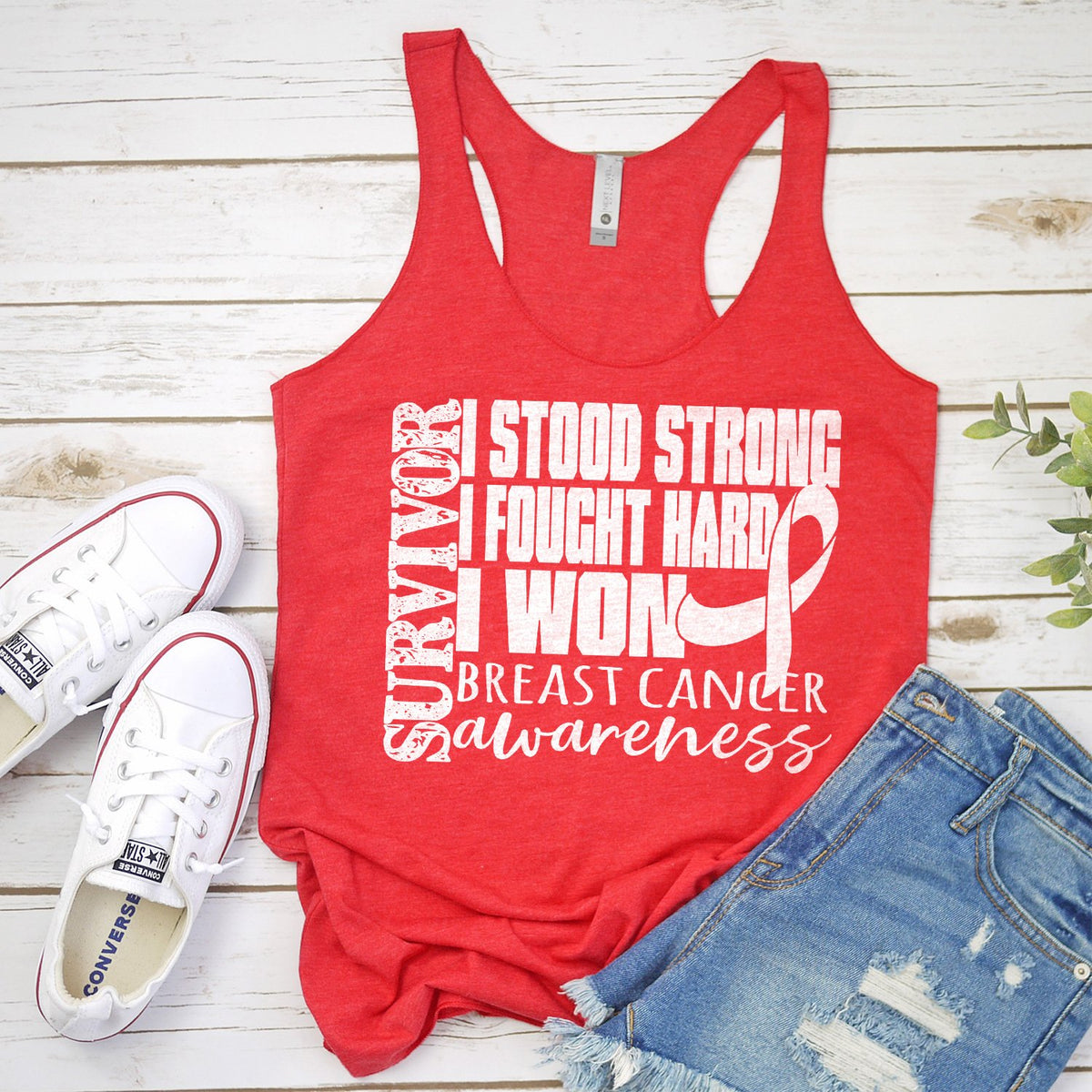 I Stood Strong I Fought Hard I Won - Tank Top Racerback