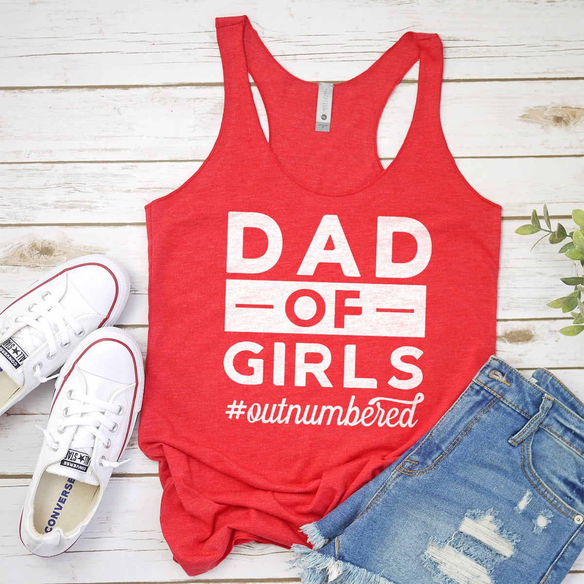 Dad Of Girls Outnumbered - Tank Top Racerback