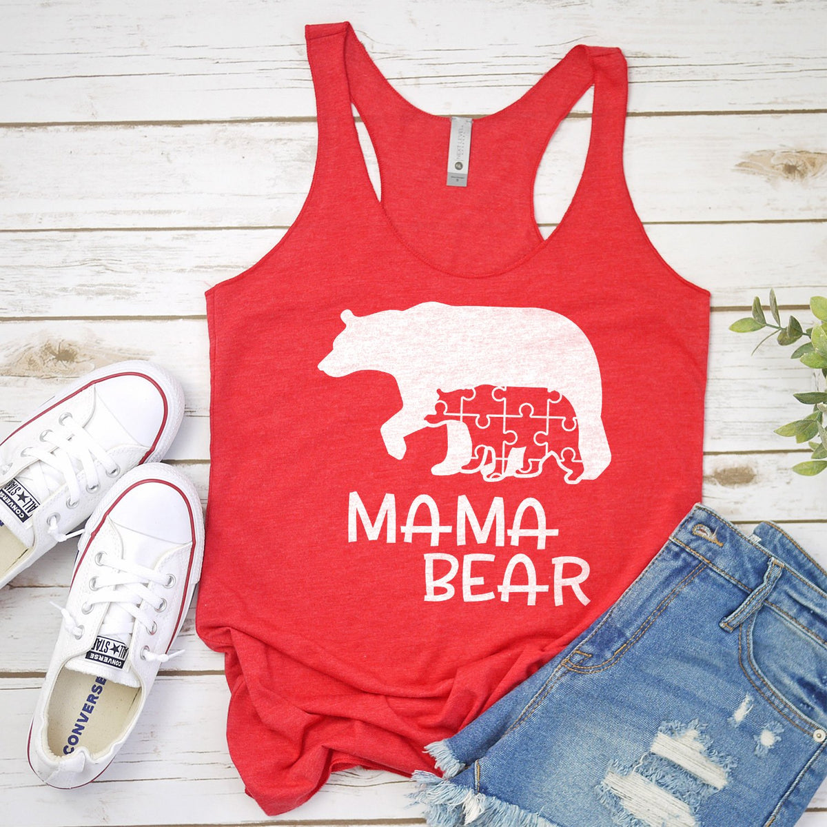 Autism Mama Bear and Cub - Tank Top Racerback