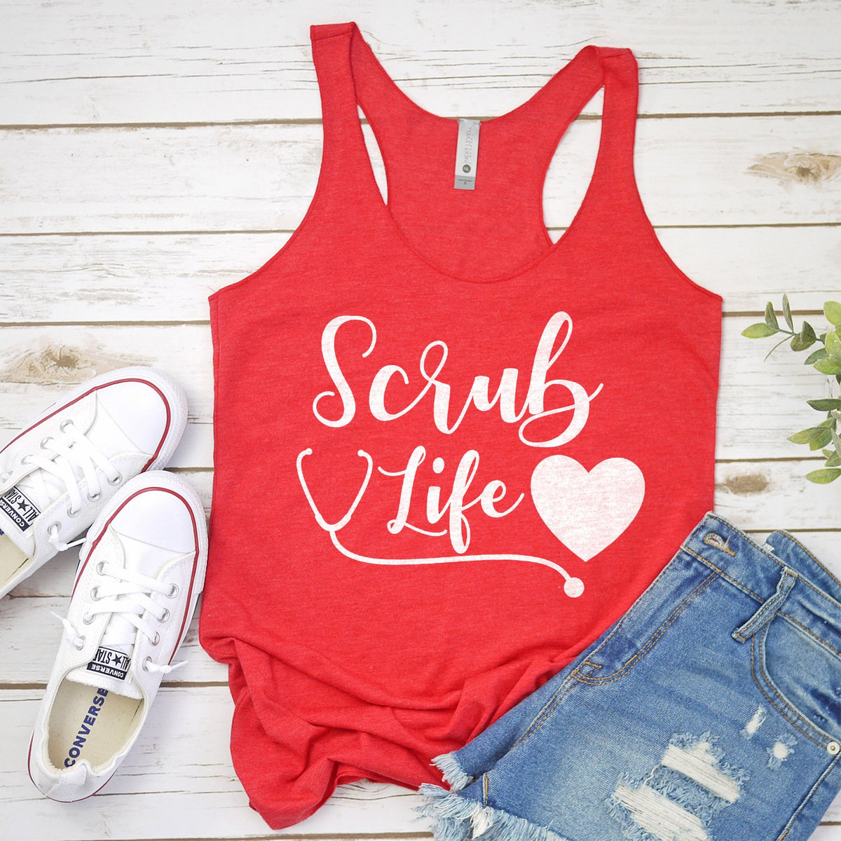 Scrub Life with Stethoscope and Heart - Tank Top Racerback