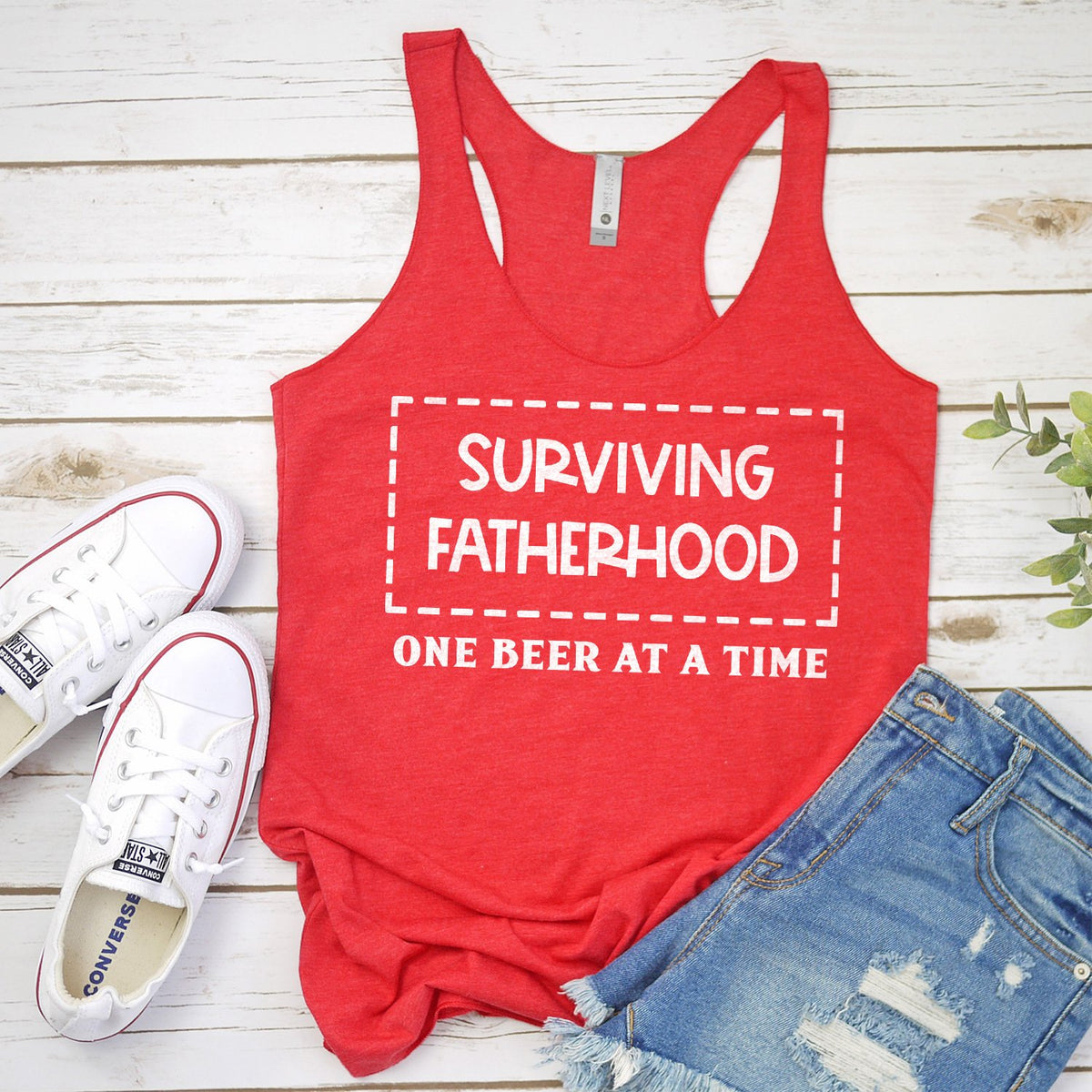 Surviving Fatherhood One Beer At A Time - Tank Top Racerback