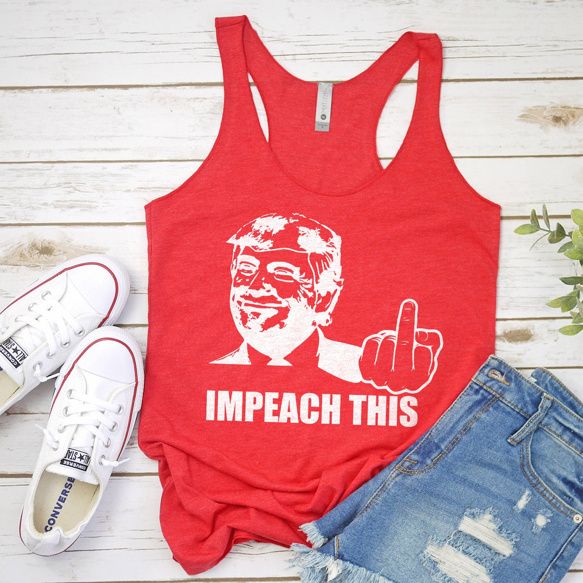 Trump Impeach This Middle Finger - Tank Top Racerback