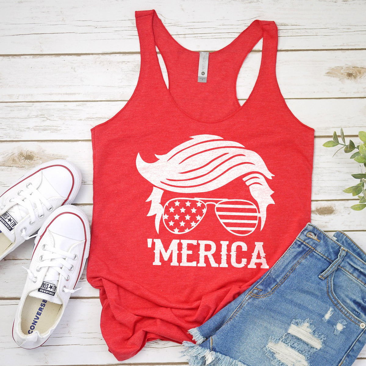 Trump Merica Glasses - Tank Top Racerback