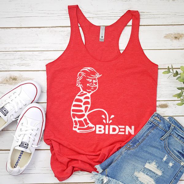Trump Peeing On Biden - Tank Top Racerback