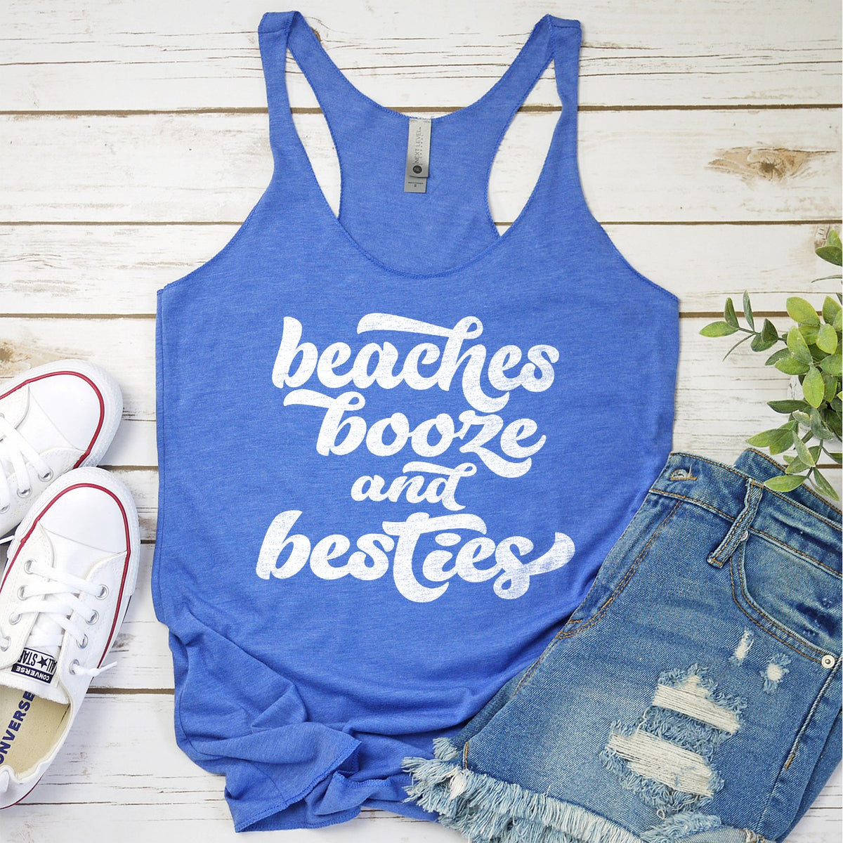 Beaches Booze and Besties - Tank Top Racerback