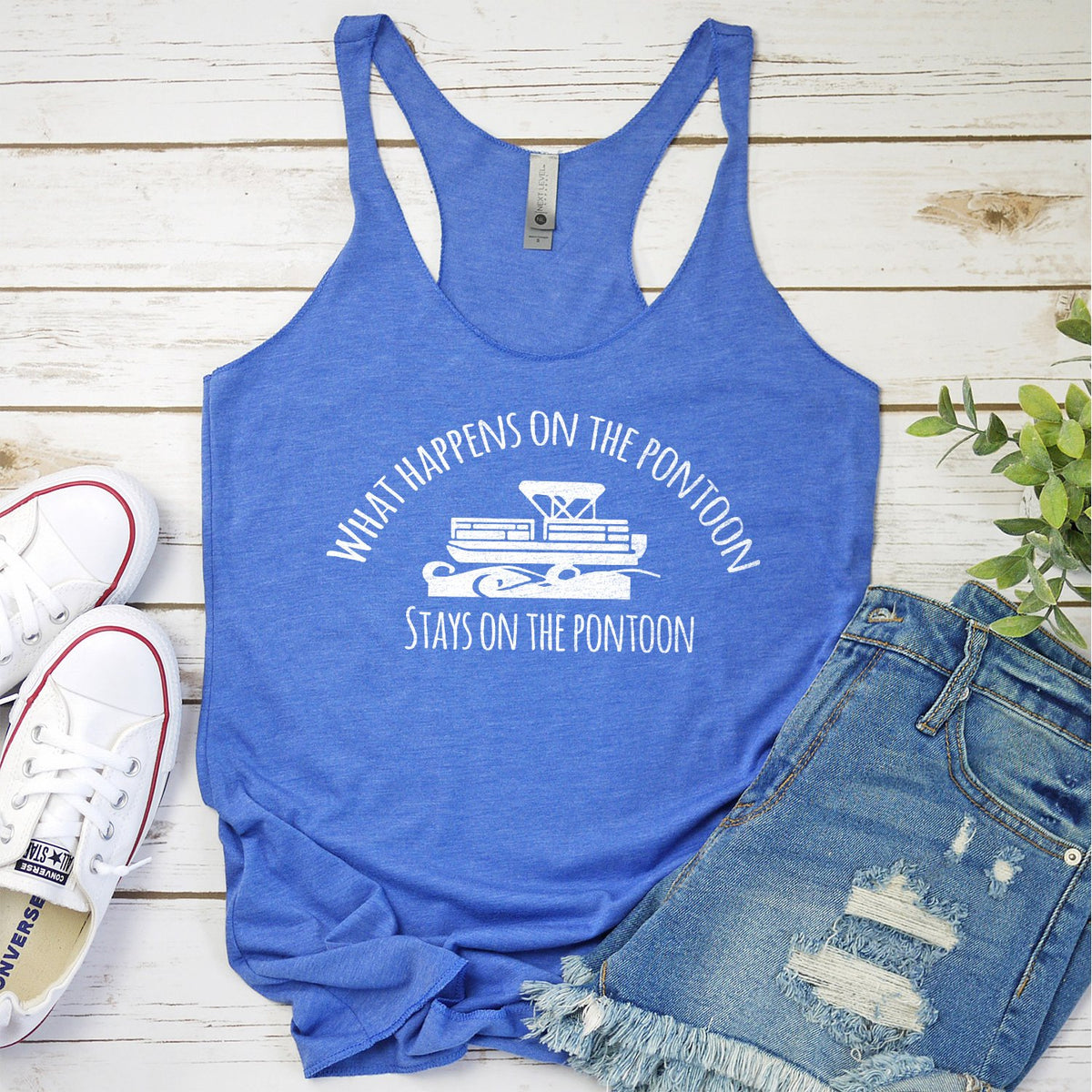 What Happens on the Pontoon Stays on the Pontoon - Tank Top Racerback