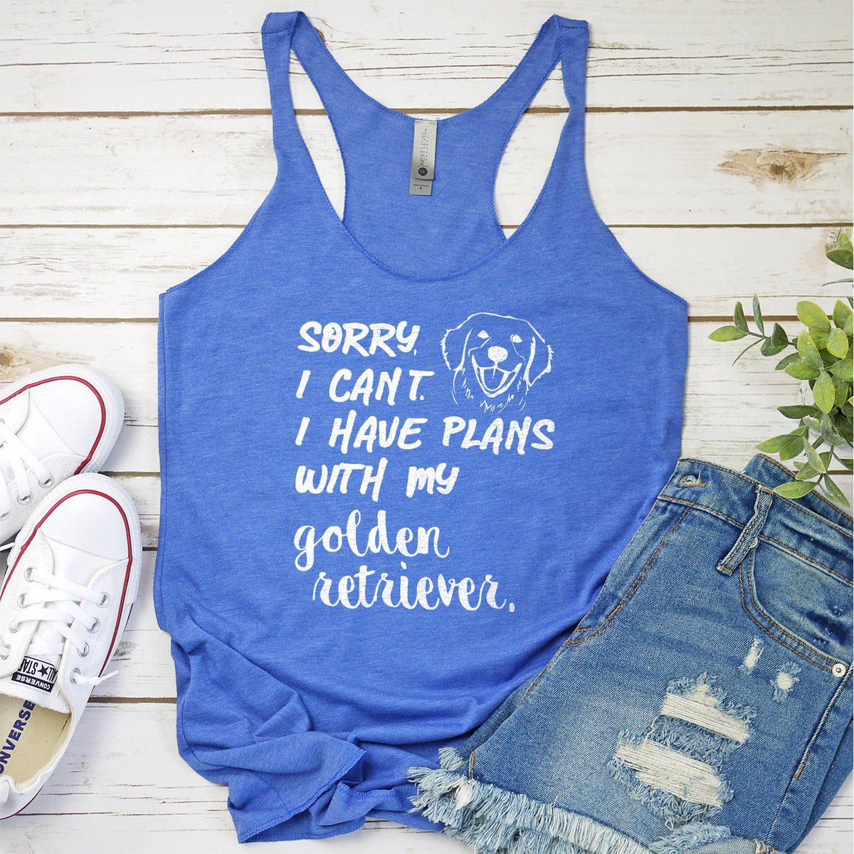 Sorry I Can&#39;t I Have Plans with My Golden Retriever - Tank Top Racerback