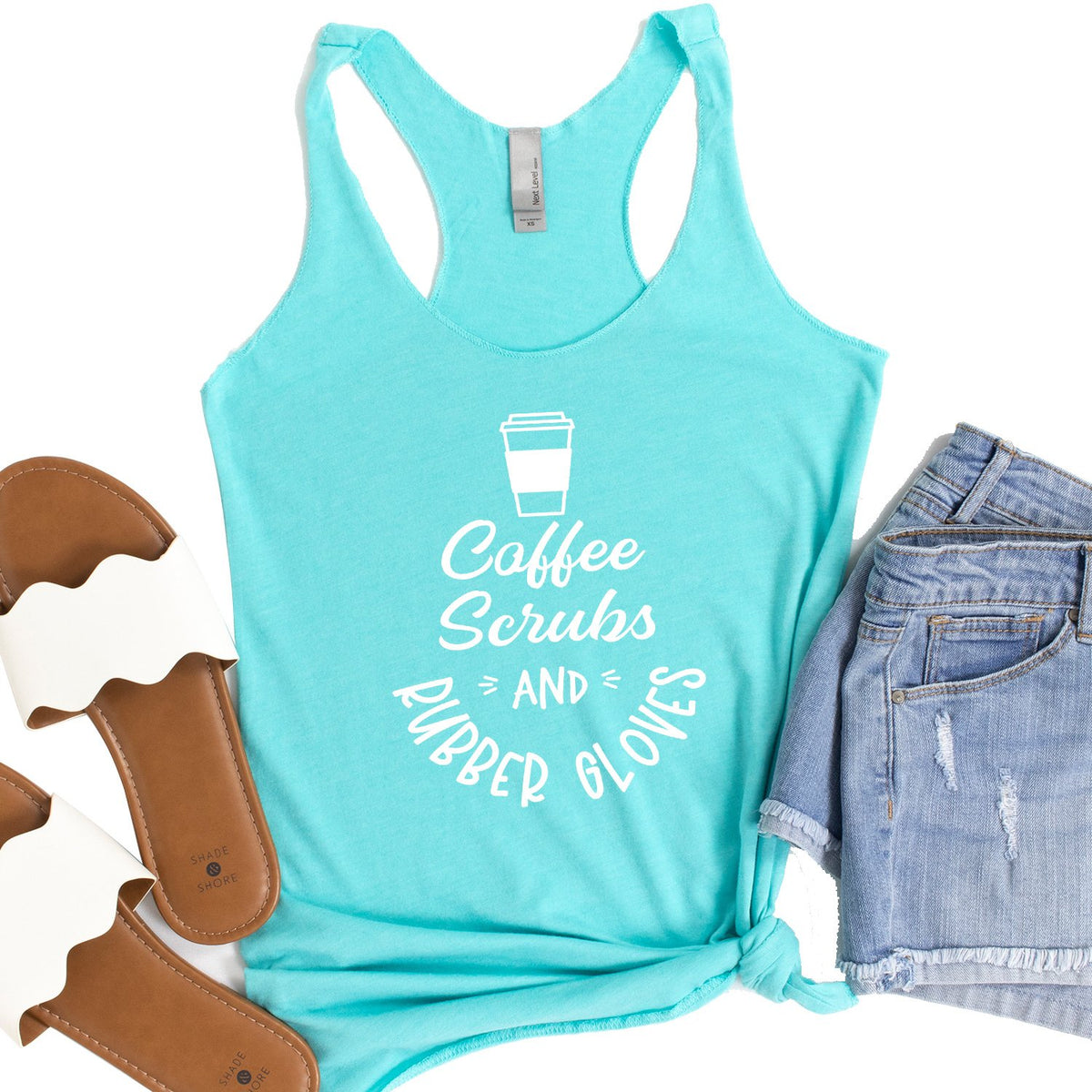 Coffee Scrubs and Rubber Gloves - Tank Top Racerback