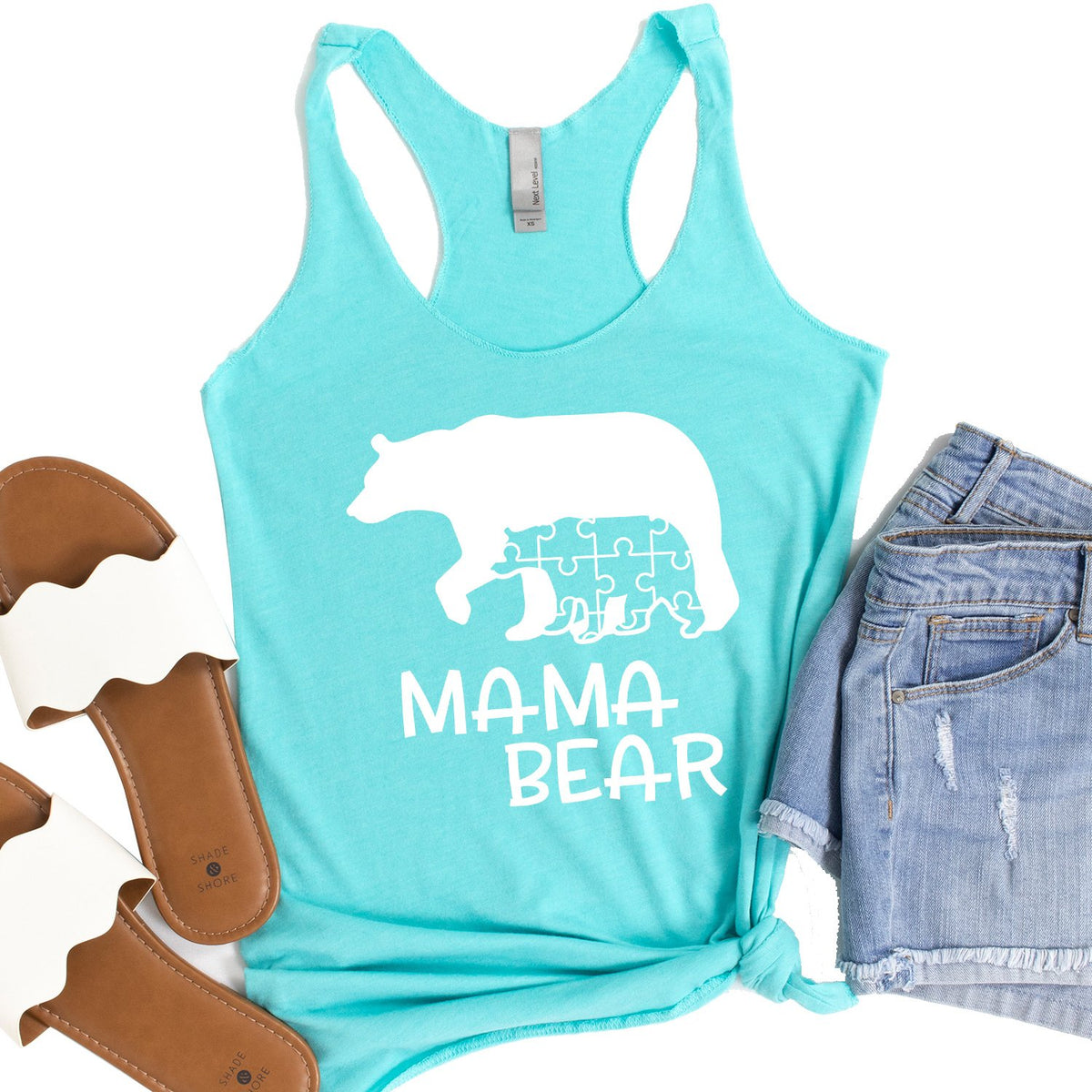 Autism Mama Bear and Cub - Tank Top Racerback