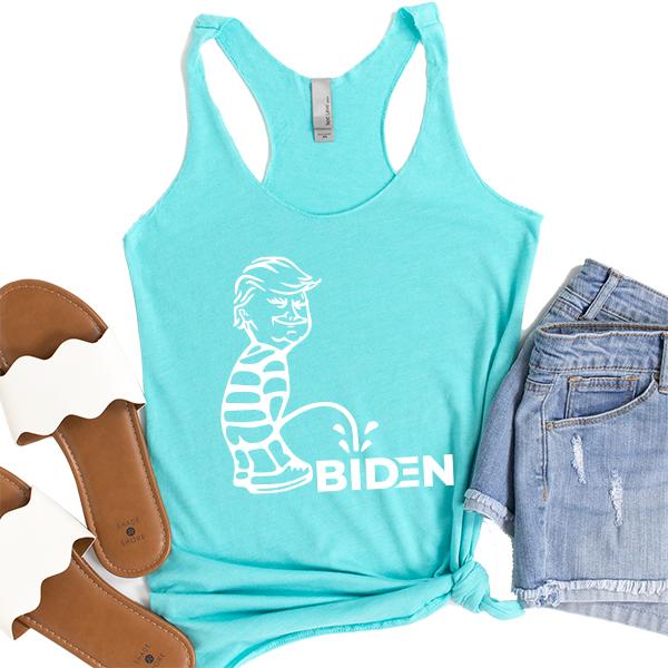 Trump Peeing On Biden - Tank Top Racerback