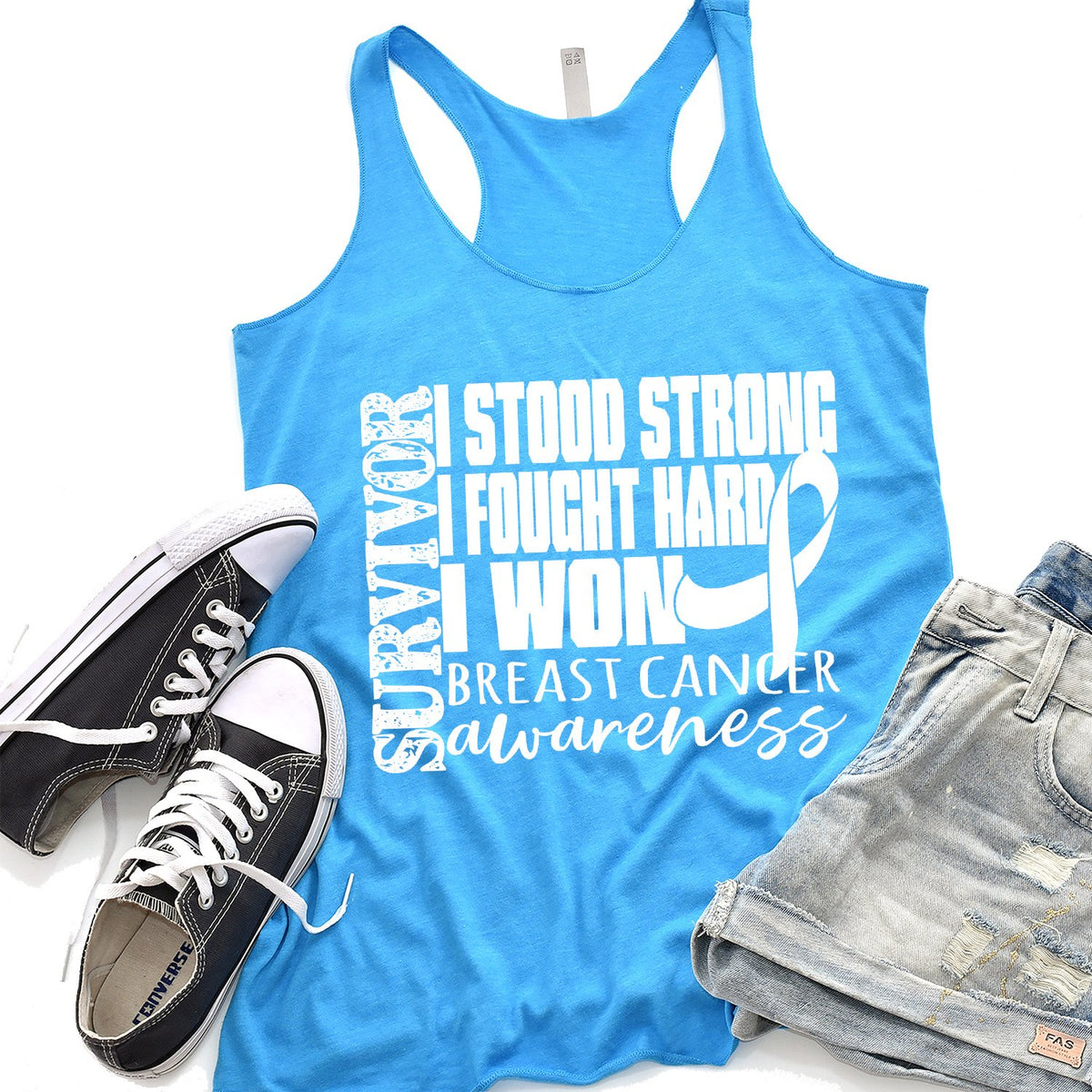 I Stood Strong I Fought Hard I Won - Tank Top Racerback