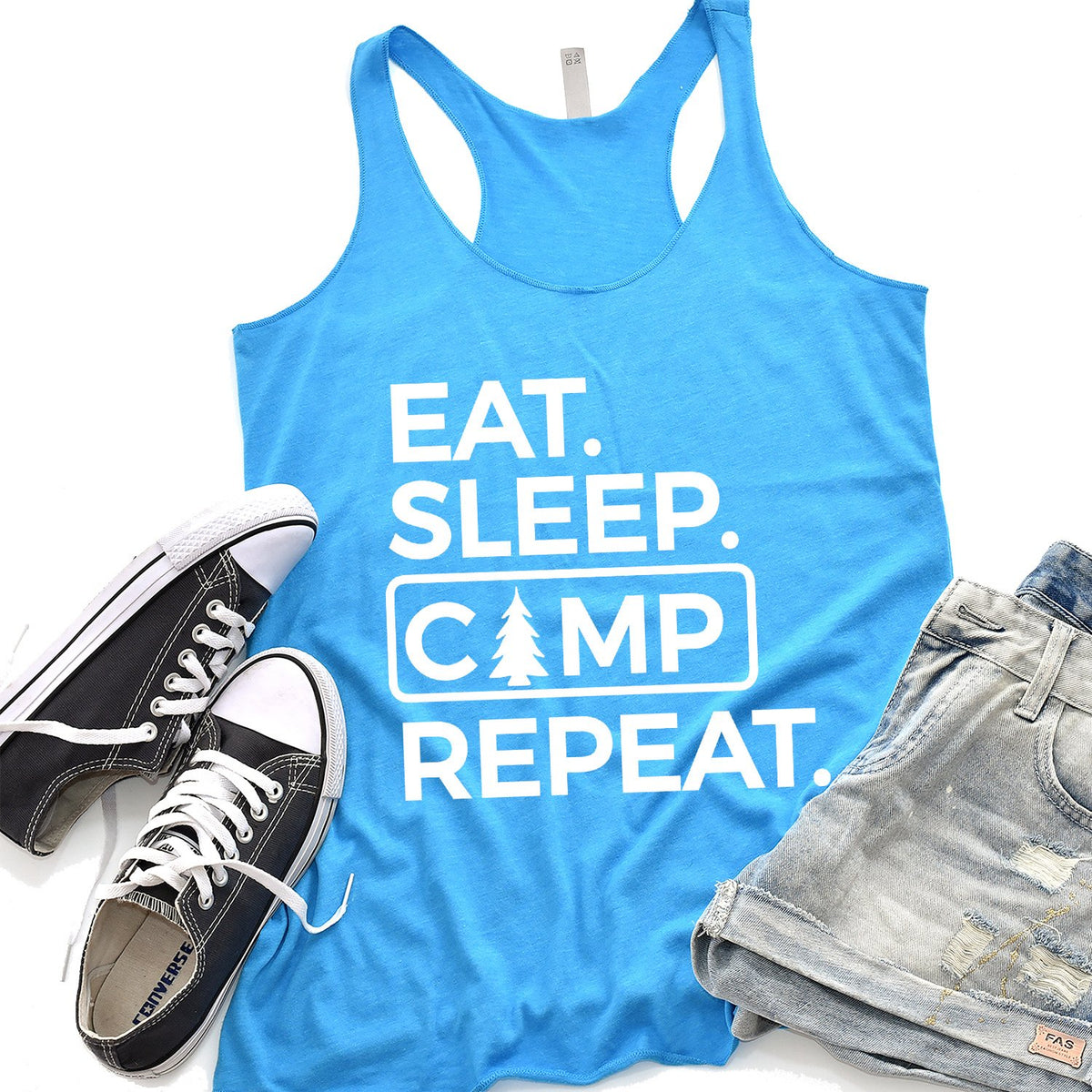 Eat Sleep Camp Repeat - Tank Top Racerback