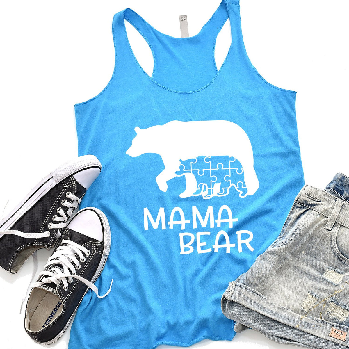 Autism Mama Bear and Cub - Tank Top Racerback