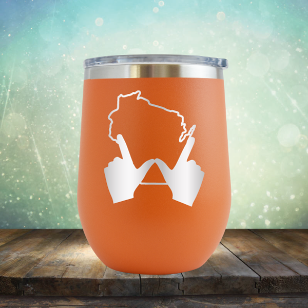 Wisconsin W Hand - Stemless Wine Cup