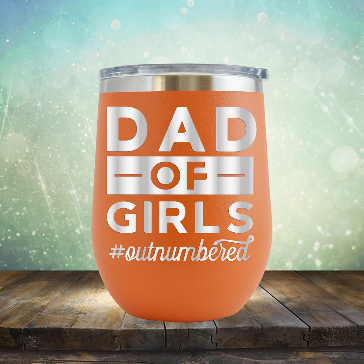 Dad Of Girls Outnumbered - Stemless Wine Cup