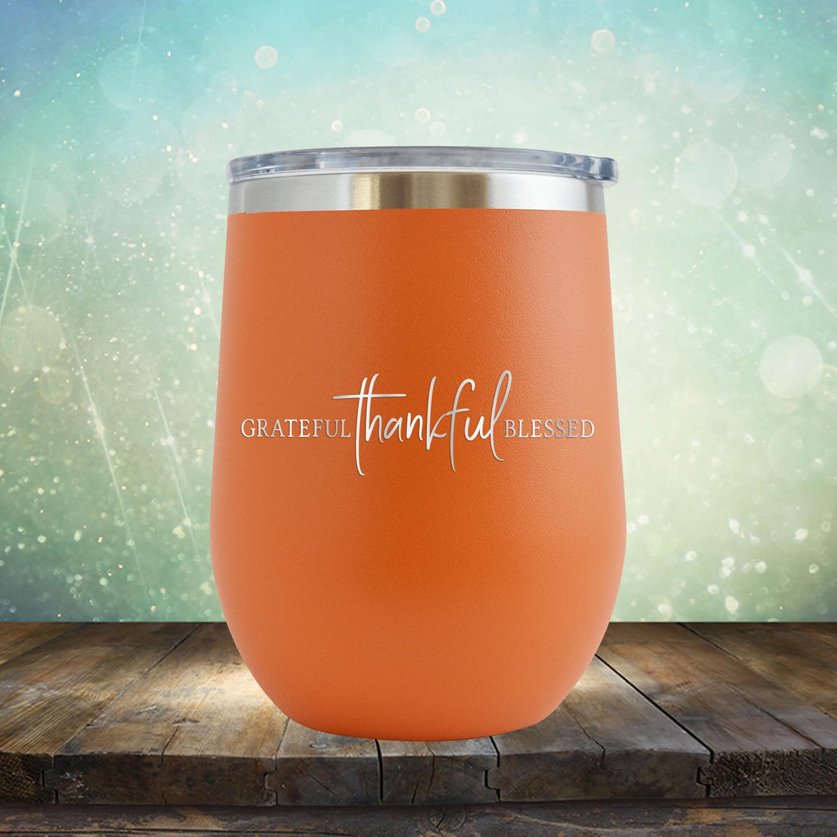 Grateful Thankful Blessed - Stemless Wine Cup