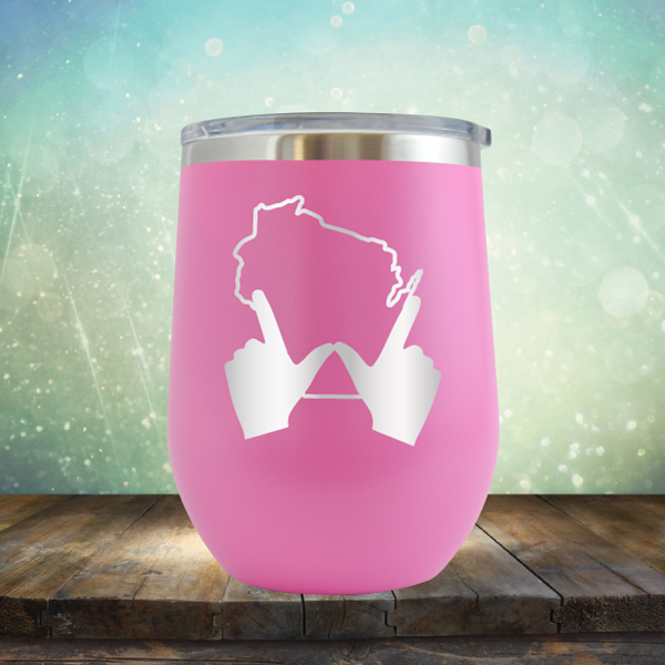 Wisconsin W Hand - Stemless Wine Cup