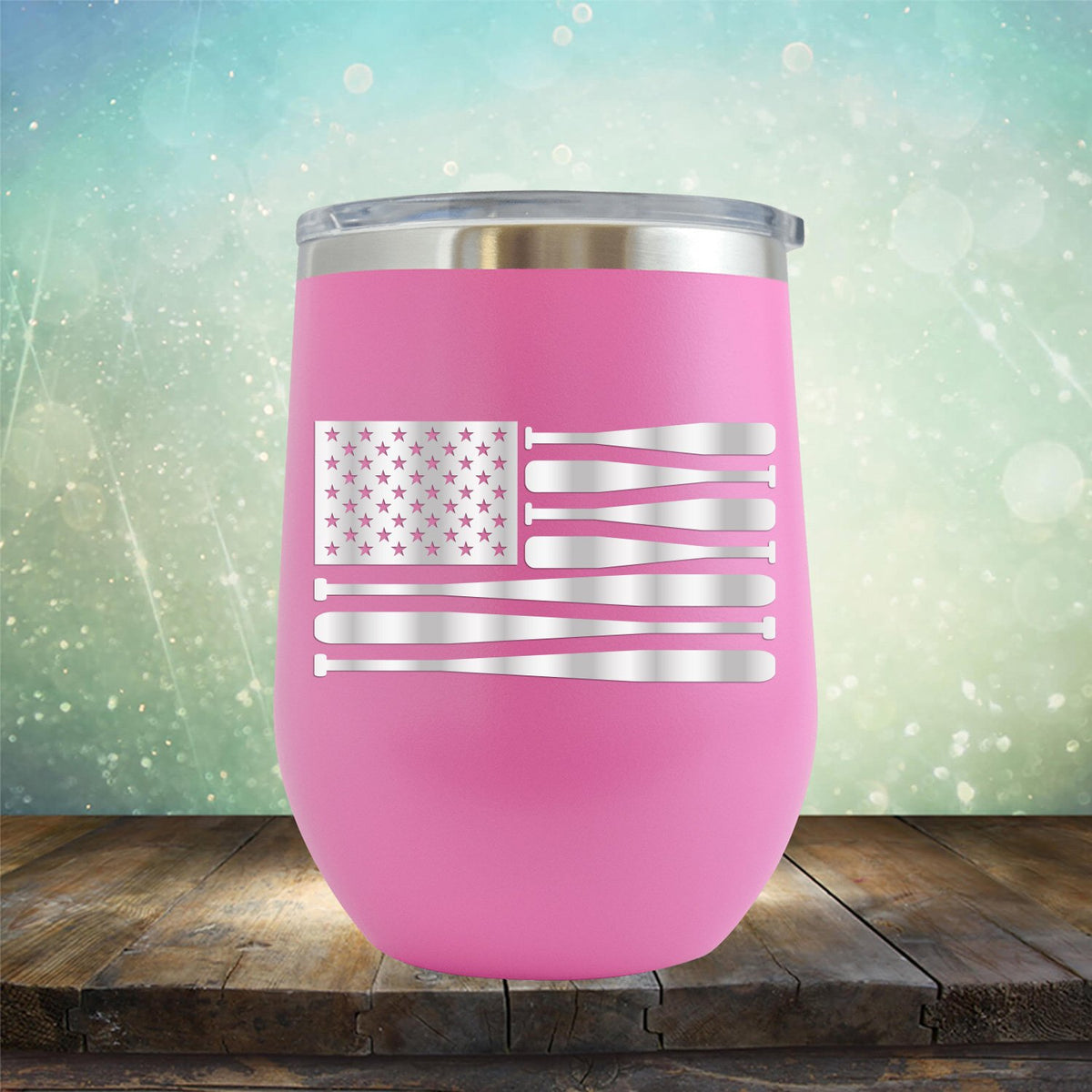 American Flag Baseball - Wine Tumbler