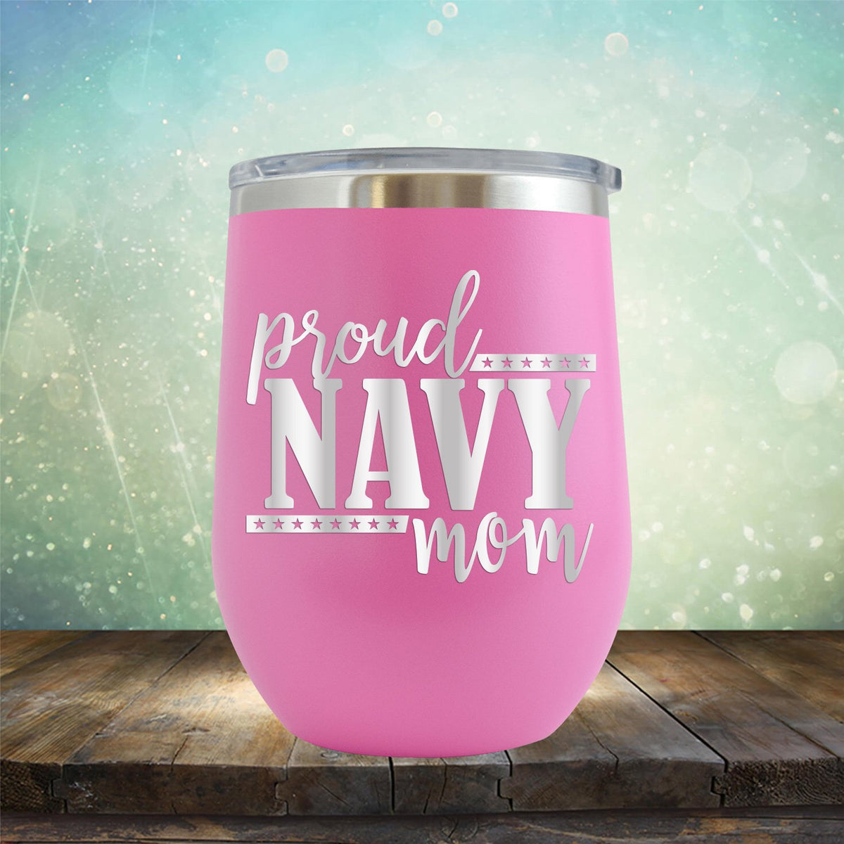 Proud Navy Mom - Stemless Wine Cup