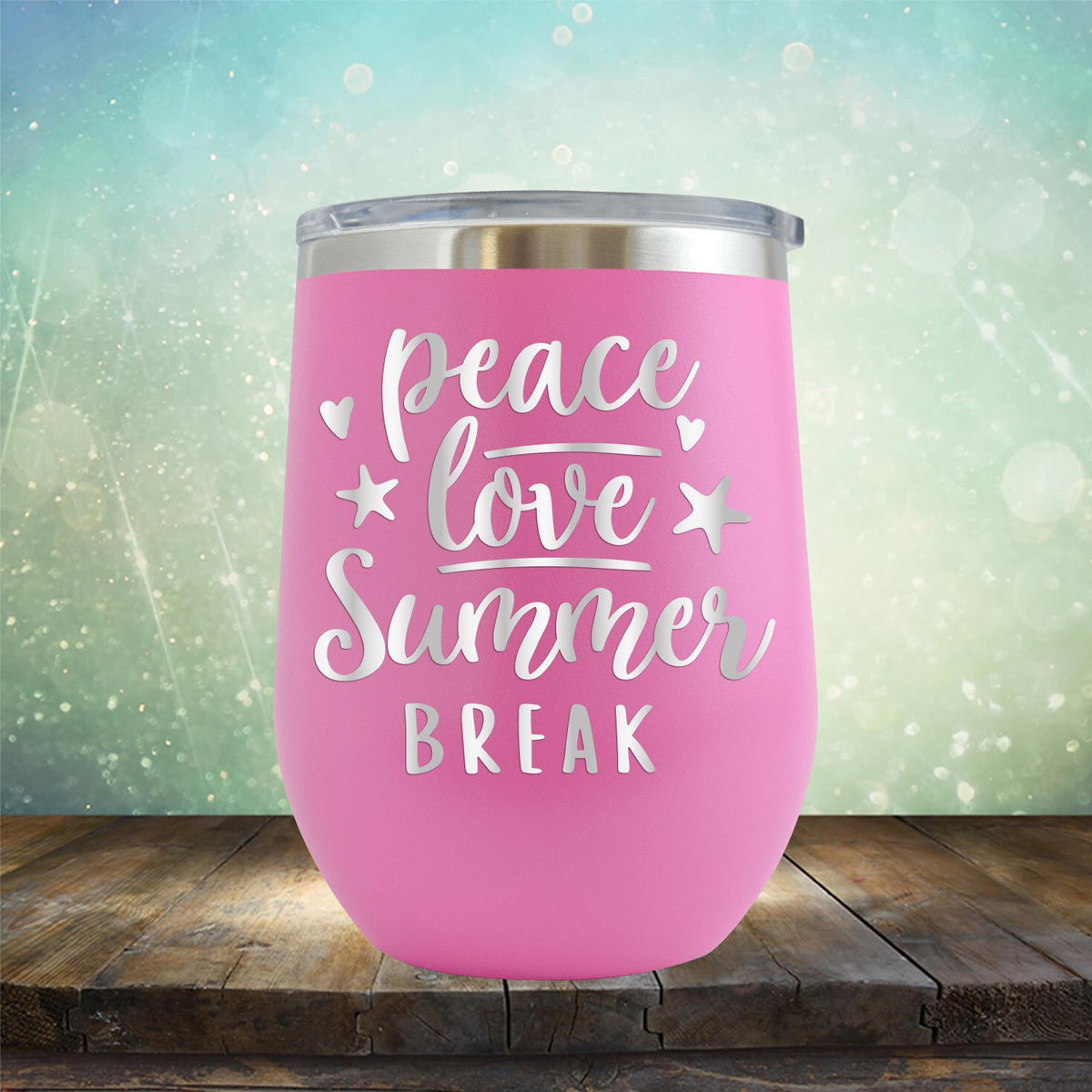 Peace Love Summer Break - Stemless Wine Cup