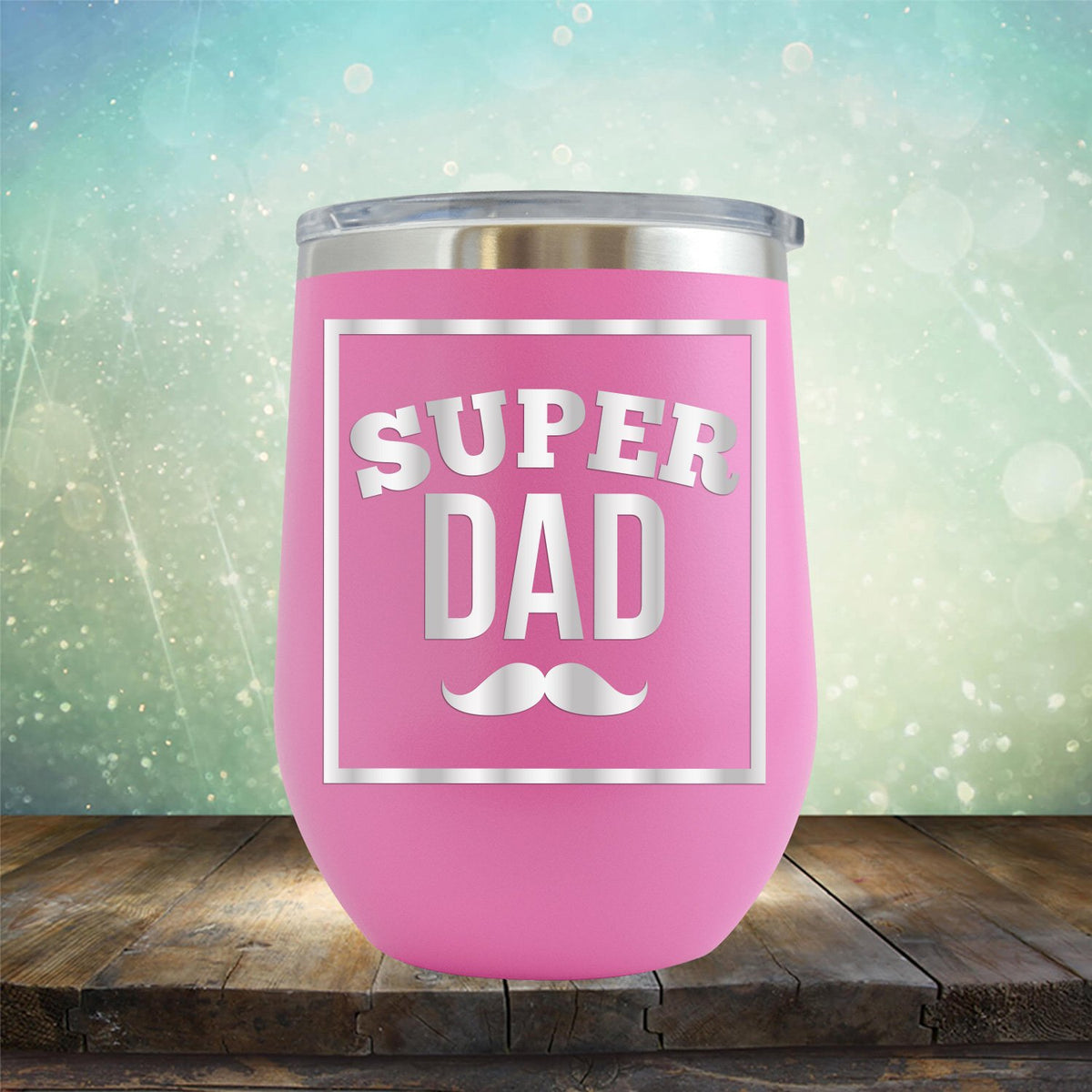 Super Dad with Mustache - Stemless Wine Cup