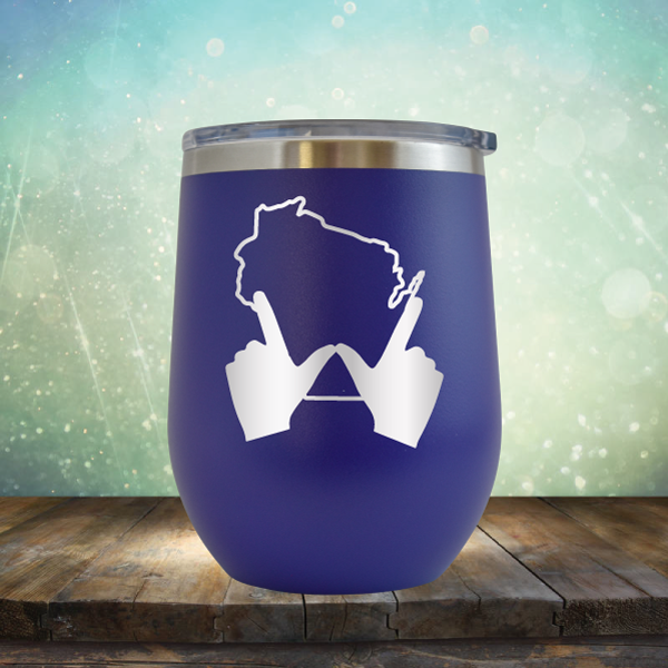 Wisconsin W Hand - Stemless Wine Cup