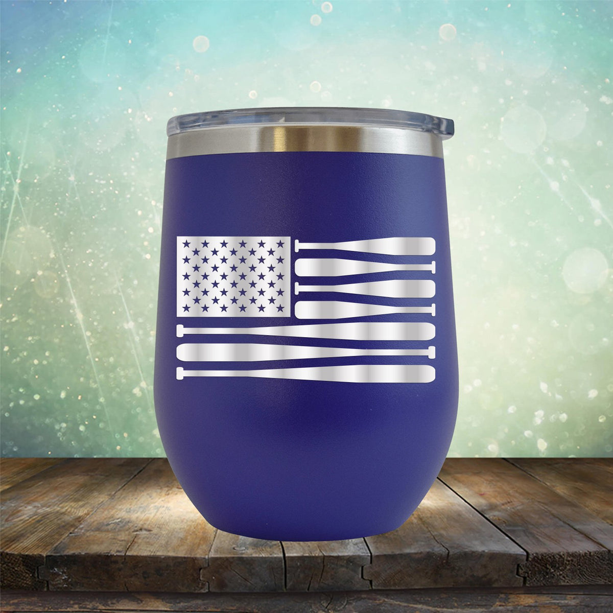 American Flag Baseball - Wine Tumbler