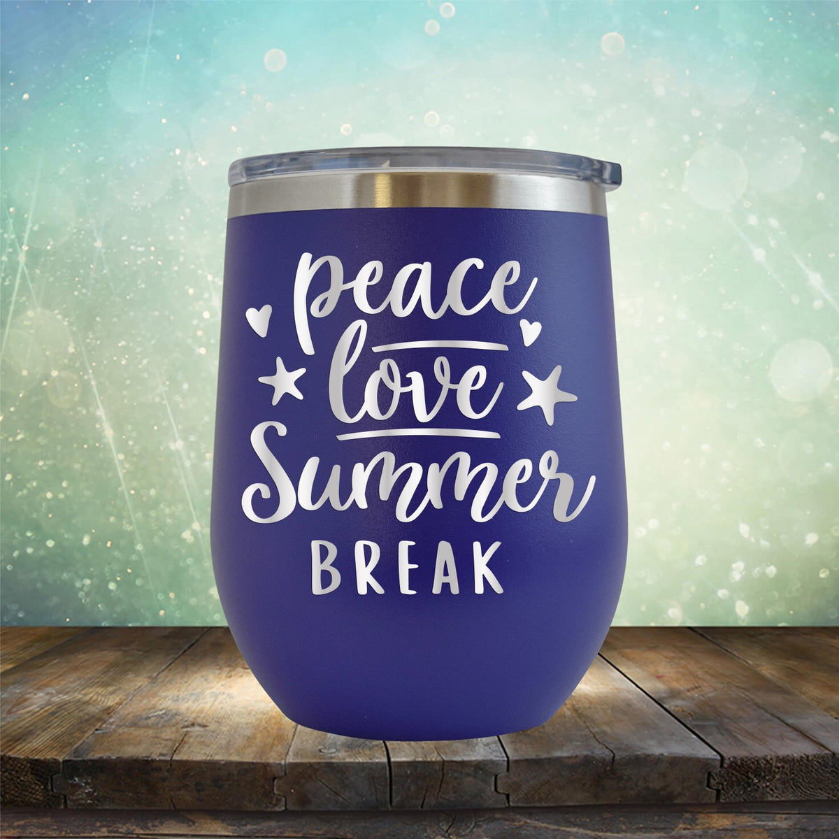 Peace Love Summer Break - Stemless Wine Cup