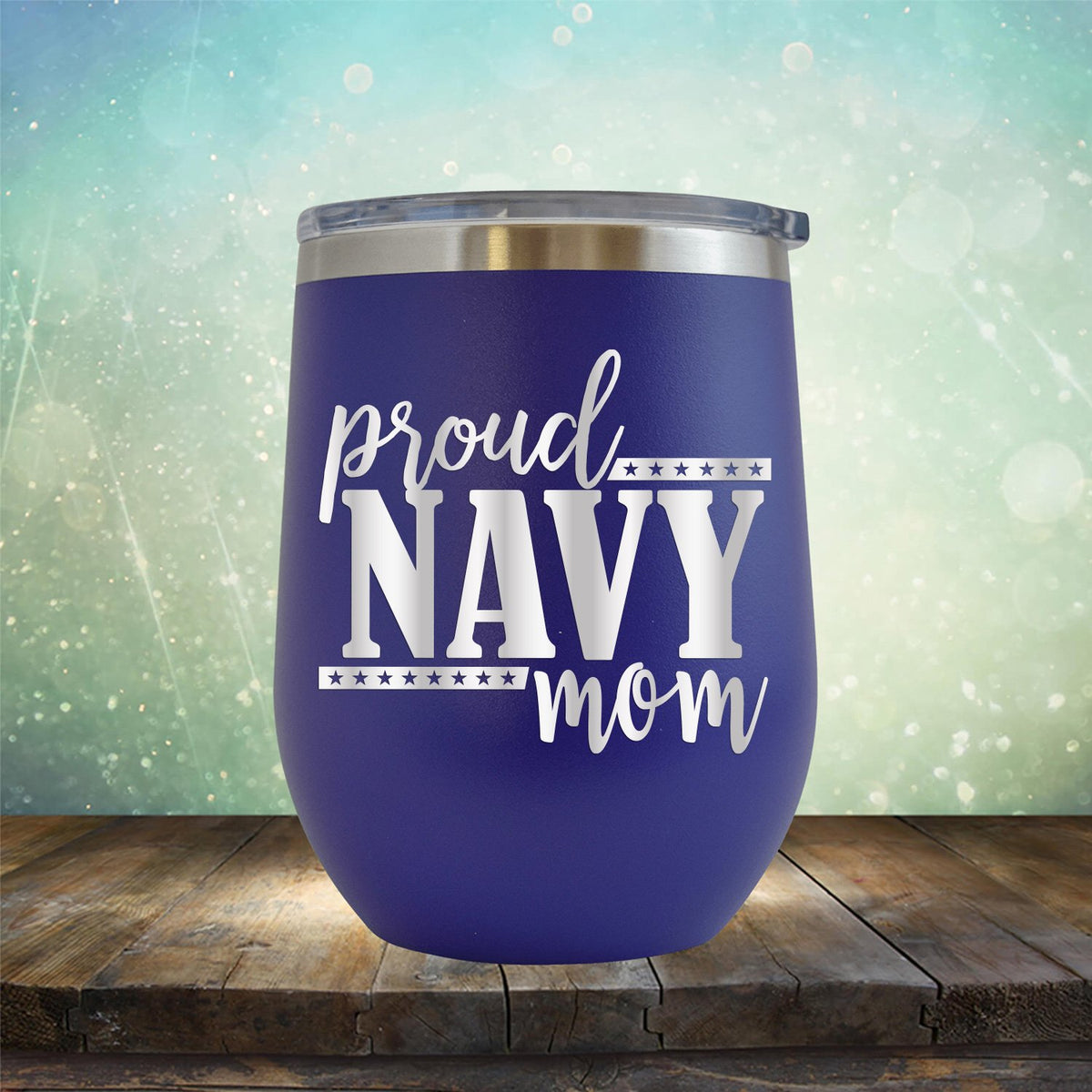 Proud Navy Mom - Stemless Wine Cup