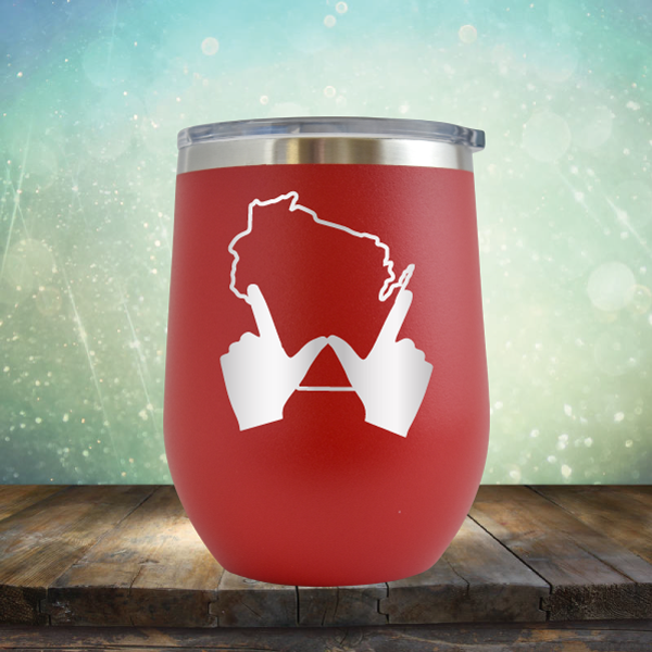 Wisconsin W Hand - Stemless Wine Cup