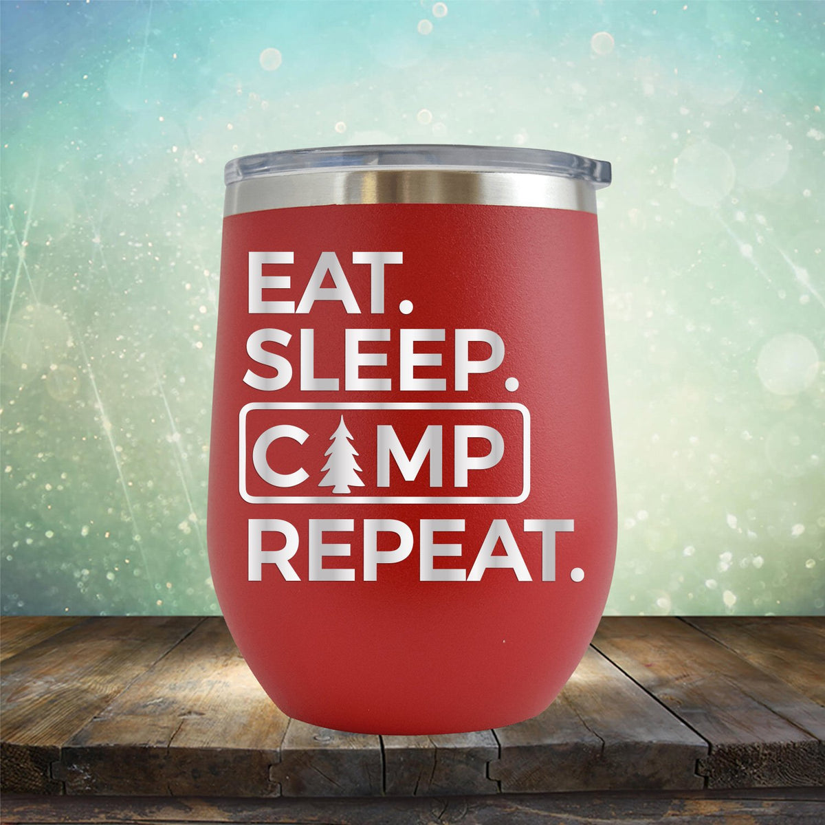 Eat Sleep Camp Repeat - Wine Tumbler