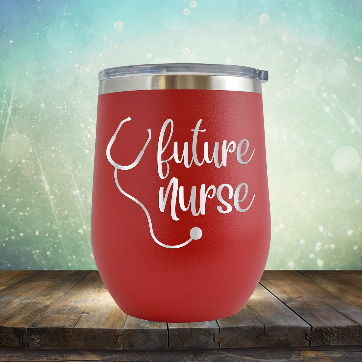 Future Nurse with Stethoscope - Stemless Wine Cup