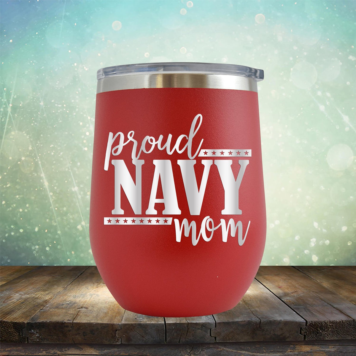 Proud Navy Mom - Stemless Wine Cup
