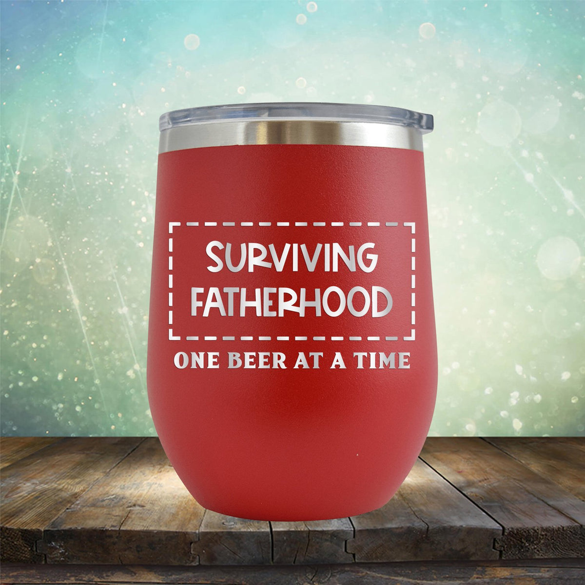 Surviving Fatherhood One Beer At A Time - Stemless Wine Cup