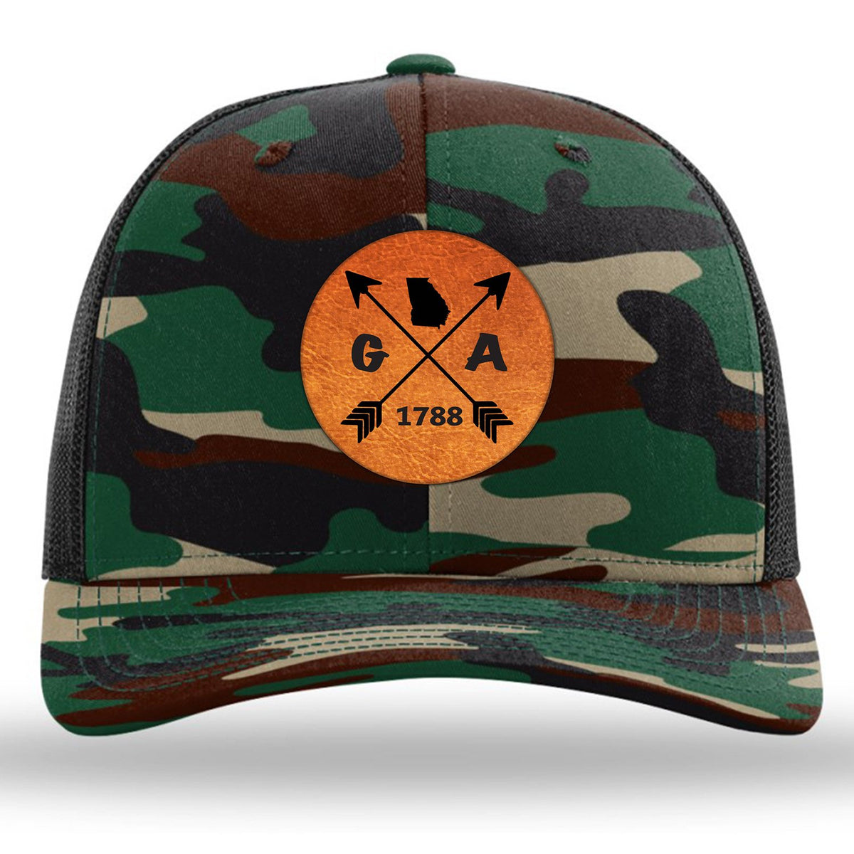 Georgia State Arrows - Leather Patch Trucker Hat