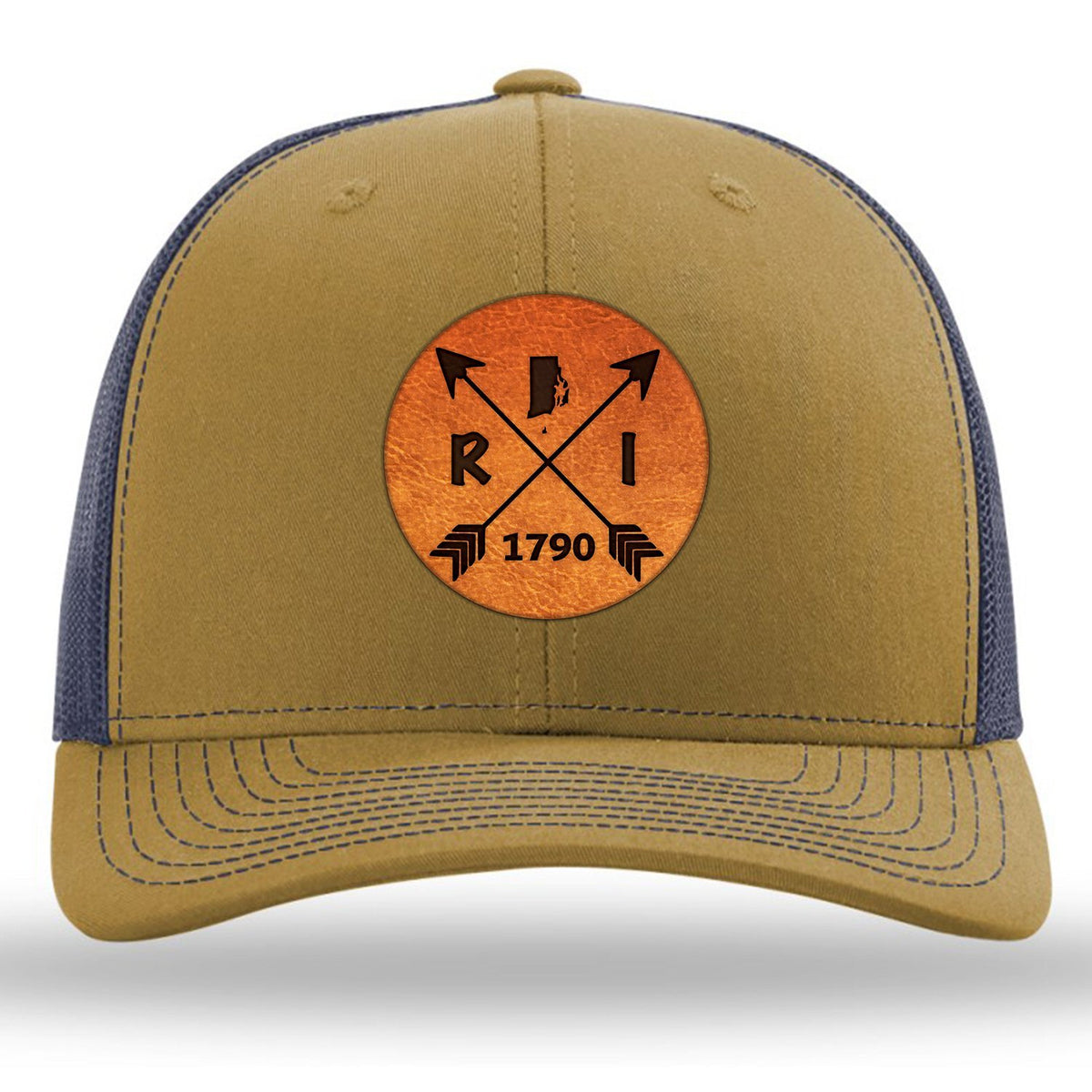 Rhode Island State Arrows - Leather Patch Trucker Hat