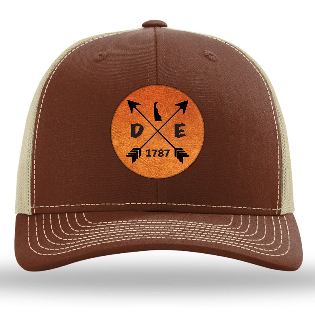 Delaware State Arrows - Leather Patch Trucker Hat