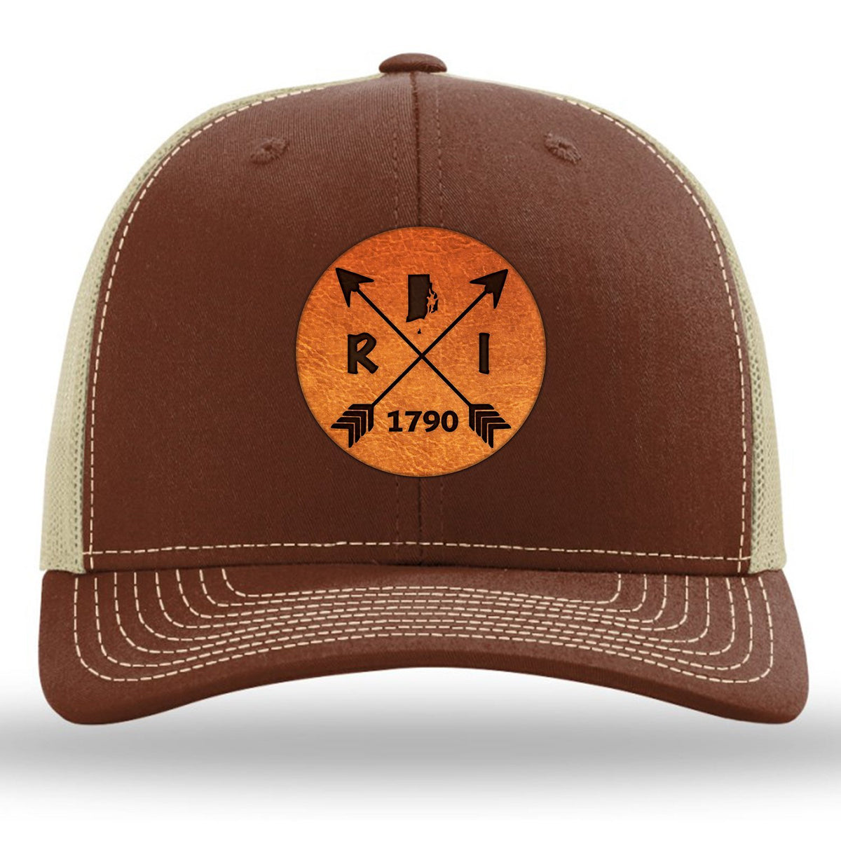 Rhode Island State Arrows - Leather Patch Trucker Hat