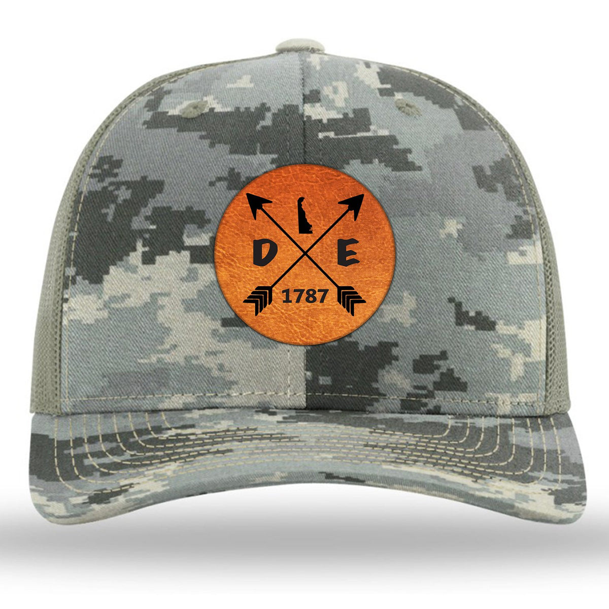 Delaware State Arrows - Leather Patch Trucker Hat