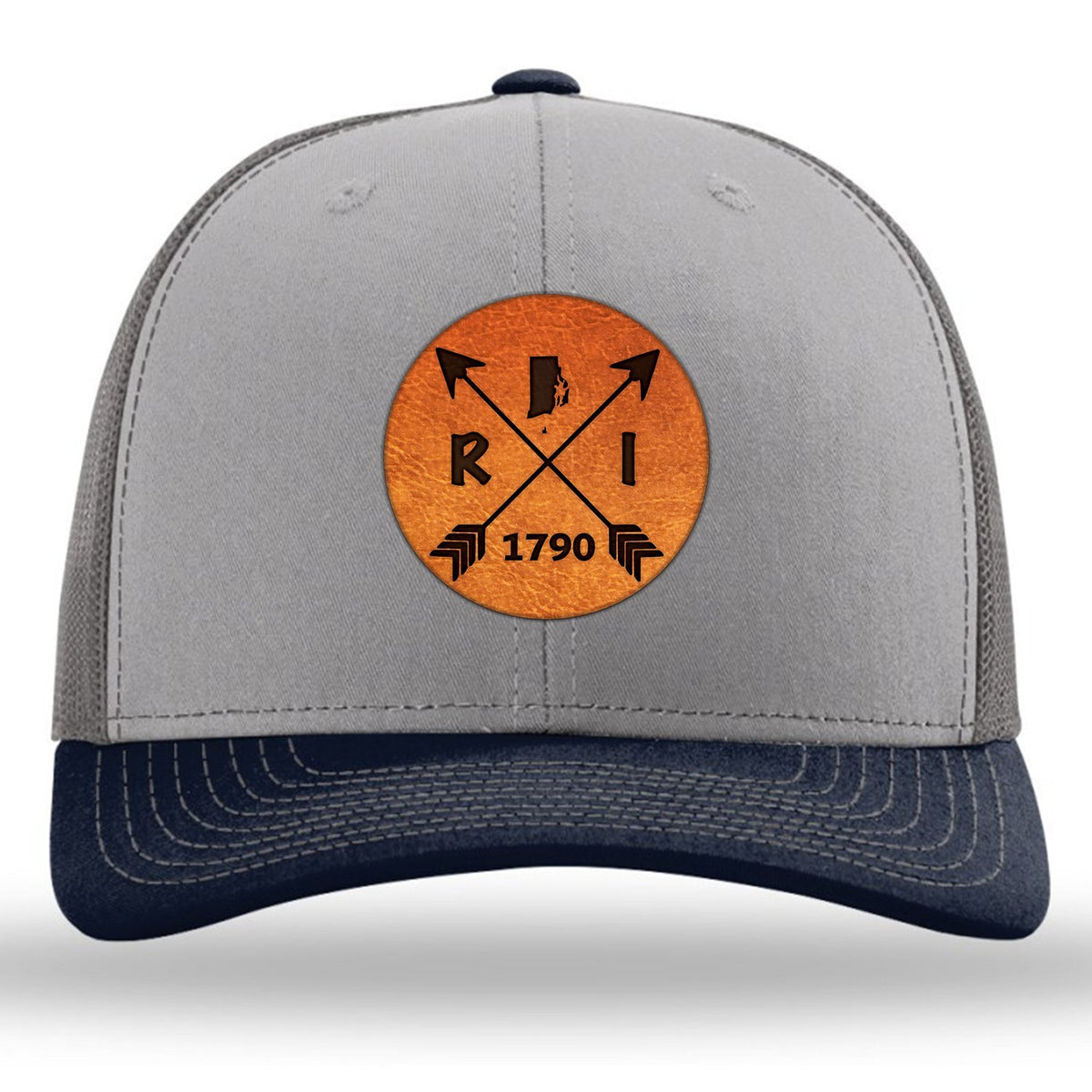 Rhode Island State Arrows - Leather Patch Trucker Hat