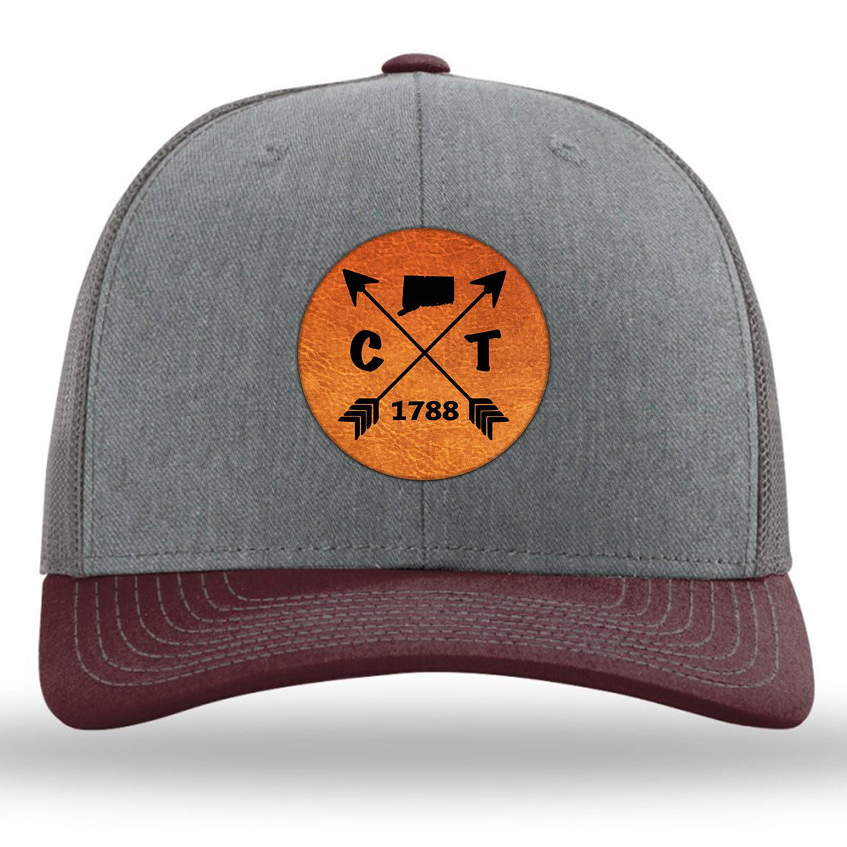 Connecticut State Arrows - Leather Patch Trucker Hat