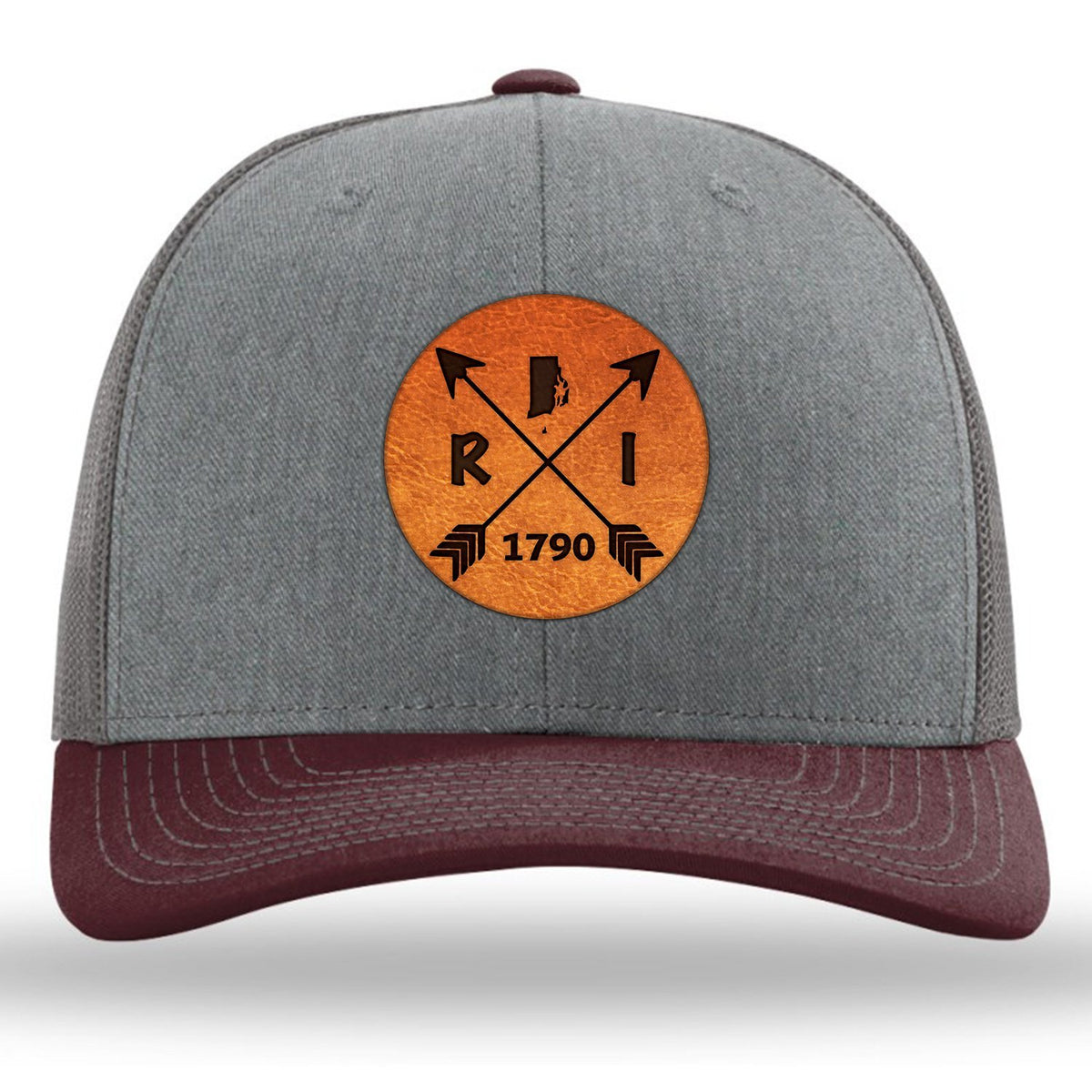 Rhode Island State Arrows - Leather Patch Trucker Hat