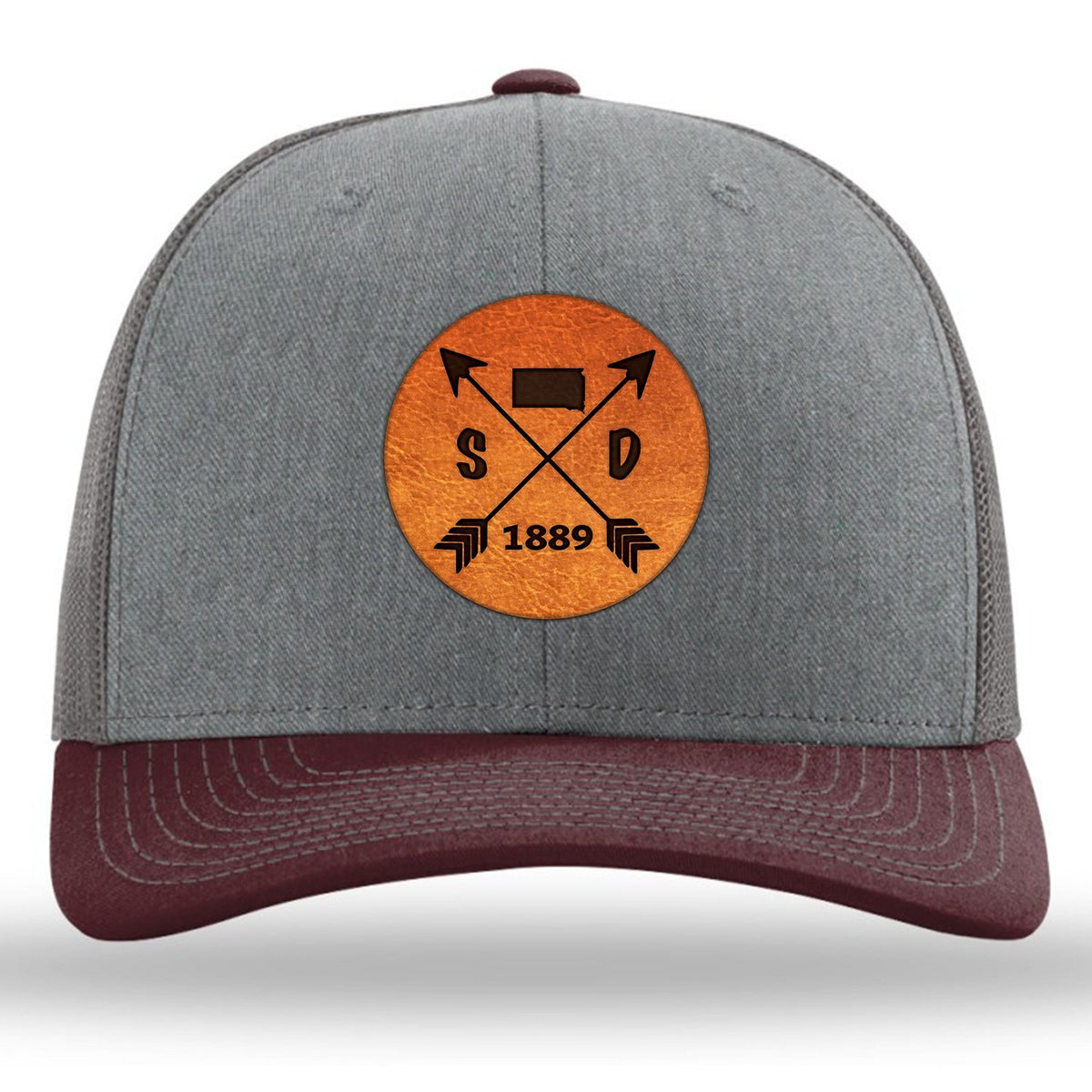 South Dakota State Arrows - Leather Patch Trucker Hat