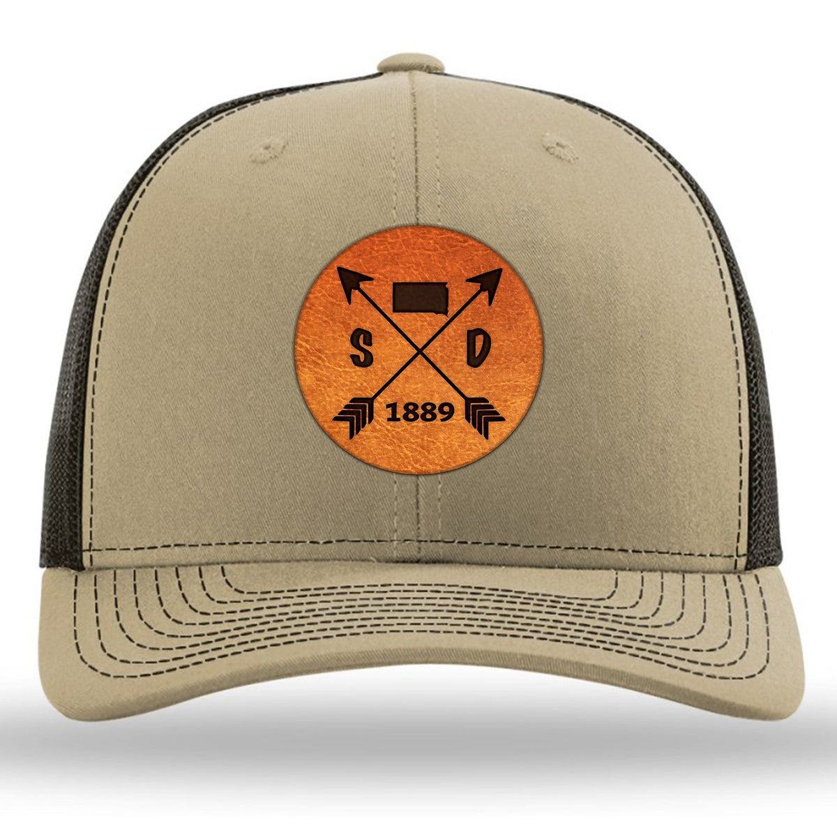 South Dakota State Arrows - Leather Patch Trucker Hat