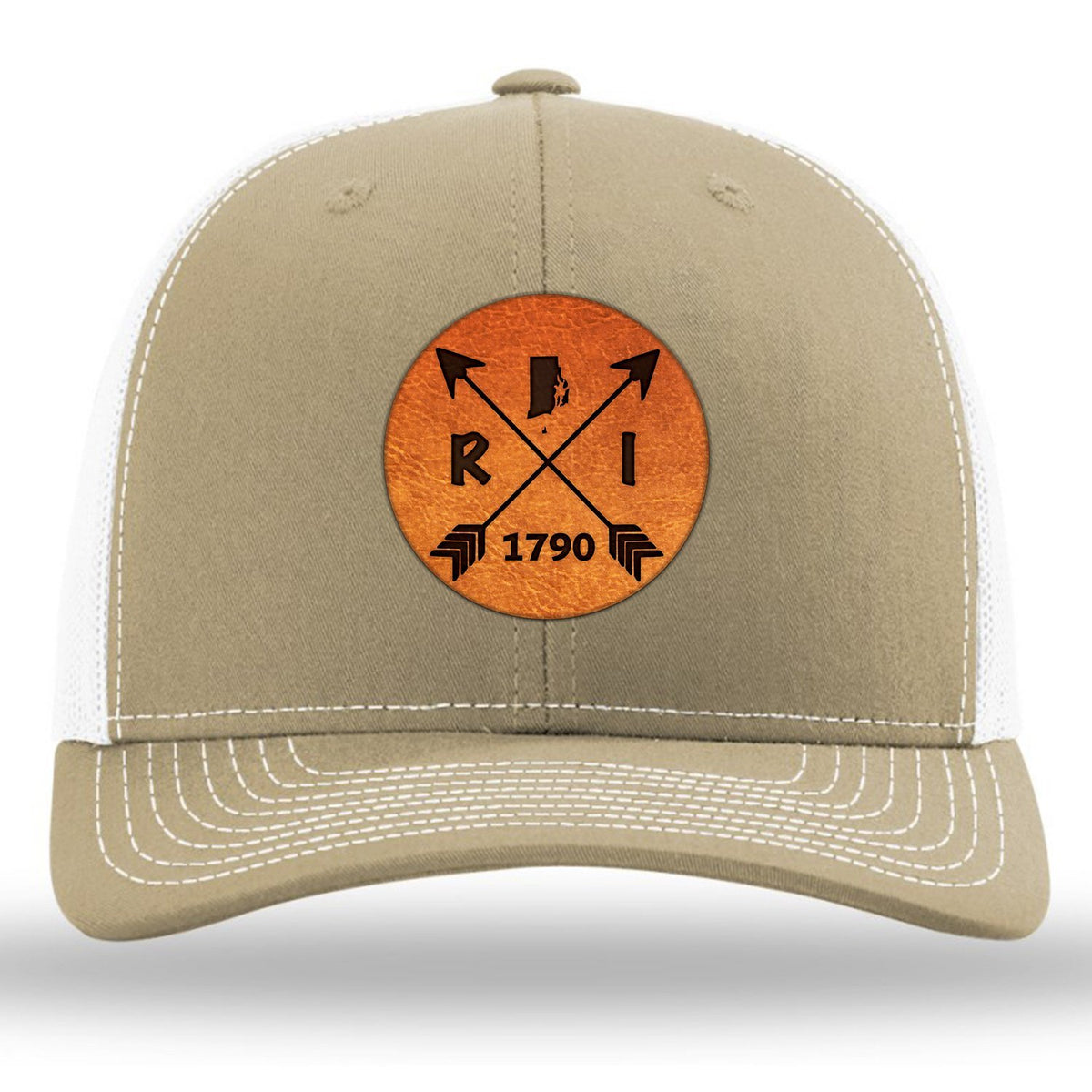 Rhode Island State Arrows - Leather Patch Trucker Hat